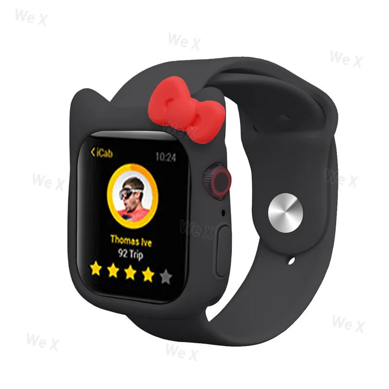 Hello Kitty Silicone protective Cover For Apple Watch Case 44 40 42 38mm for iwatch Serie Protector Case watch Accessories