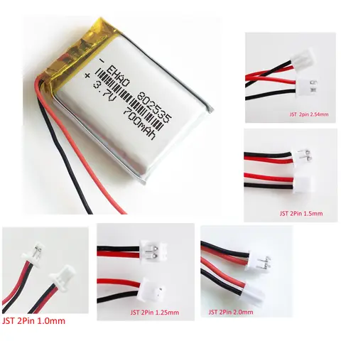 EHAO 802535 700mAh 3.7V LiPo 충전식 배터리 Mp3 헤드폰 전자 책 블루투스 스피커 헤드셋 카메라 8*25*35mm