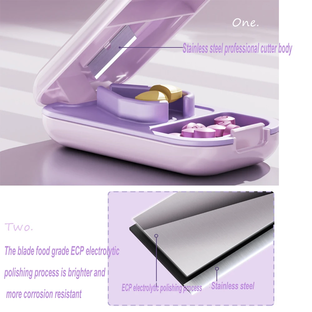 Mini Portable Medicine Cutter Tablet Splitter Small Size Travel Essential Pill Grinding Device Drug Box Partitioning Tool