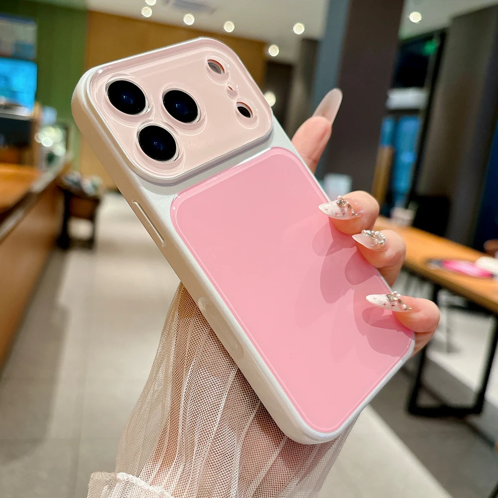 Phone Cases That Cover The Camera - INS Solid Color Dopamine Glossy Phone