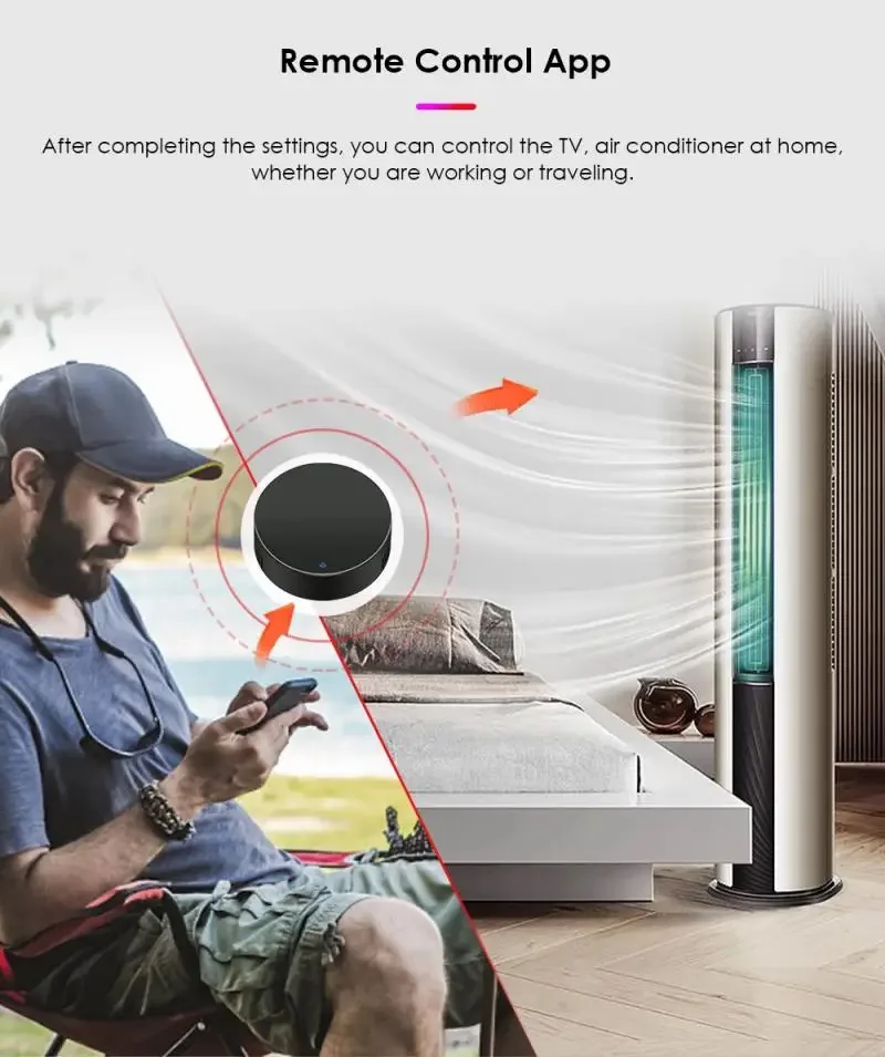 Tuya WiFi IR Universal Remote Control with Temperature Humidity Display Smart Life APP for AC TV 2.4GHz No Hub Required