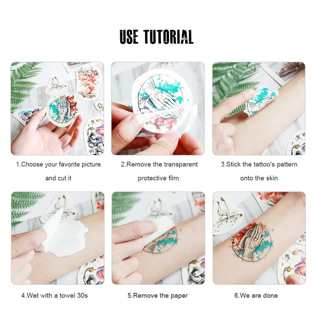 Waterproof Temporary Tattoo Sticker Animal Tatoo Sticker Wolf Head Lion Skull Head Male Domineering Water Transfer Tatto Sticker