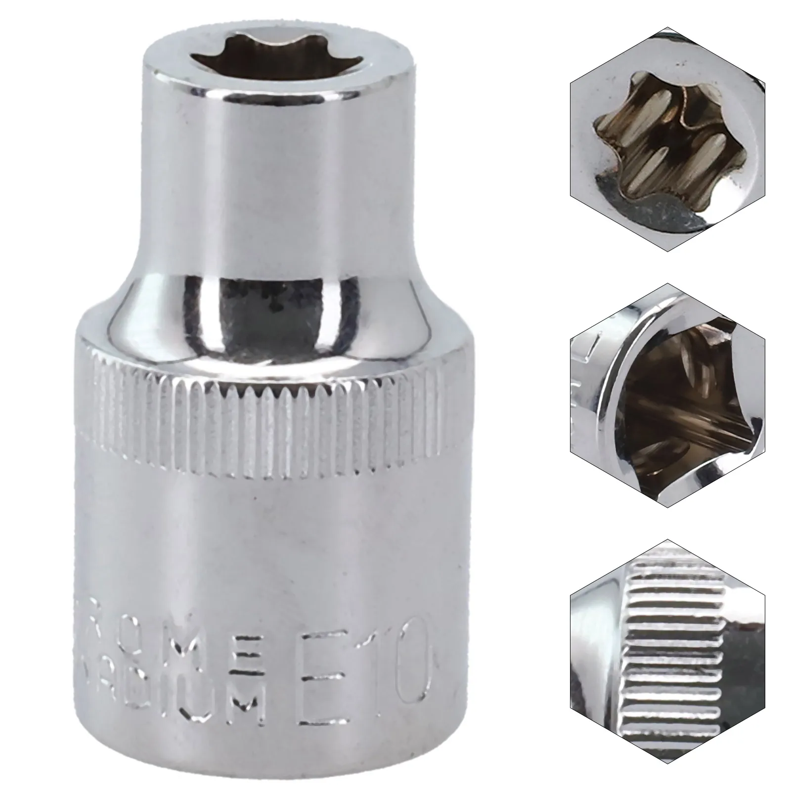 Imagem -02 - Soquete Torx Fêmea para Chave de Catraca Sockets tipo e 12 Ferramenta Quadrada Ferramentas Manuais de Cabeça E10 E12 E14 E16 E18 E20 E22 E24