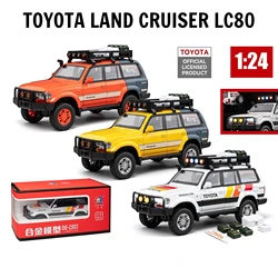 1/24 Toyota Land Cruiser LC80 Advanture Camping SUV Toy Car Diecast Metal Alloy Miniature Model Collection Gift For Boy Children