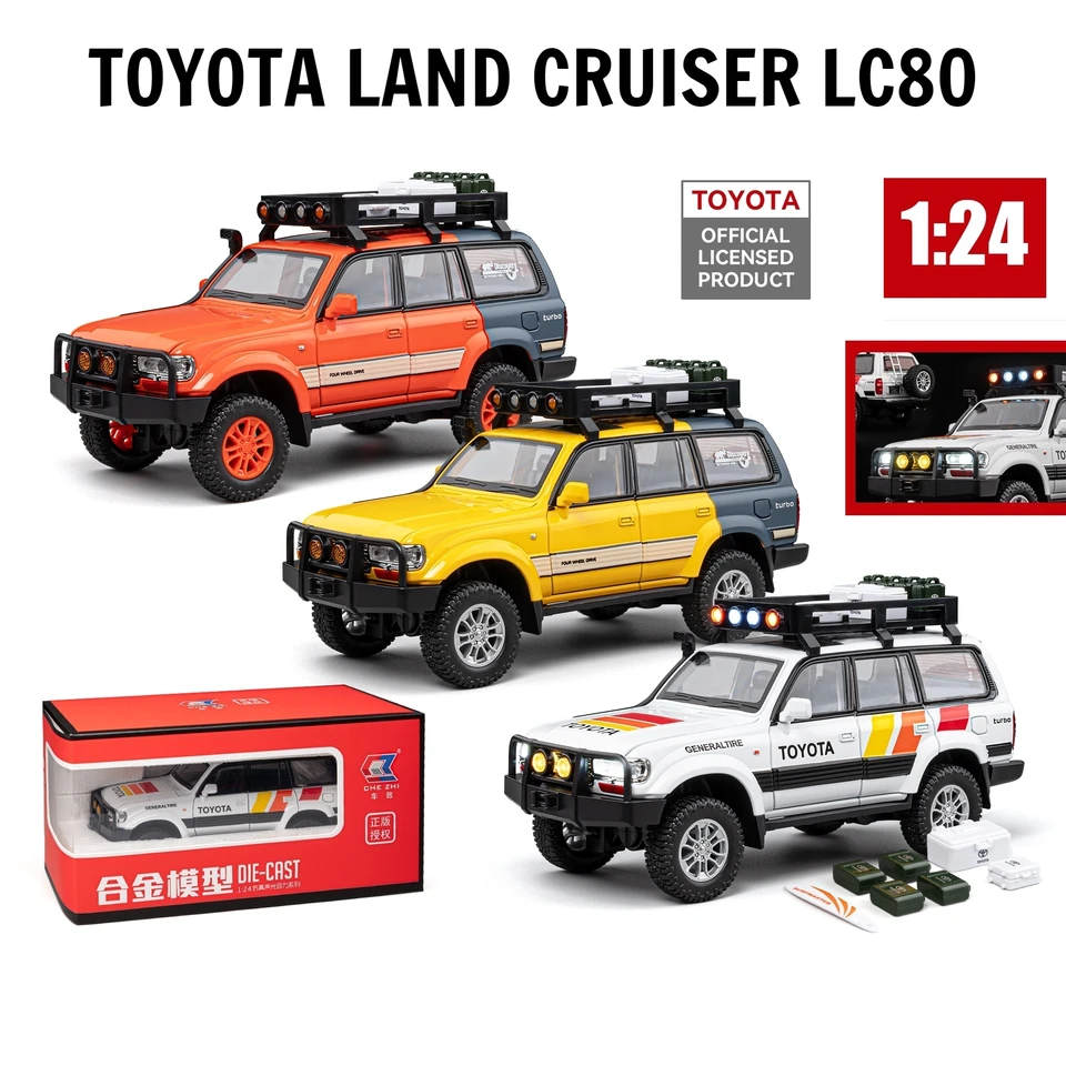 1/24 Toyota Land Cruiser LC80 Advanture Camping SUV Toy Car