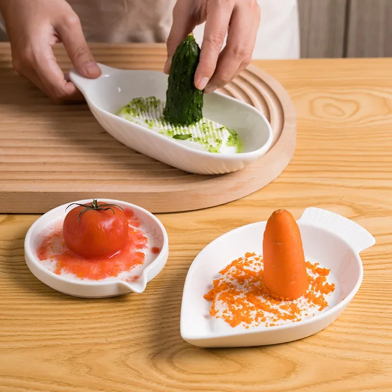 Rallador de jengibre de cerámica 3 en 1, utensilios de cocina, pelador, rallador de molienda, Zester para Daikon, rábano, queso, cuchara, descanso de hierba