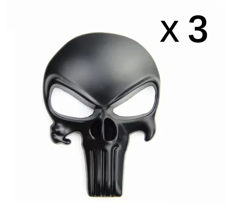 Naklejka 3D z motywem czaszki taktycznej, wykonana z litego metalu - pasuje na motocykl, samochód, broń airsoftową, AR15, M4, M16, 1911, Glock G17, G19, G22, G43X