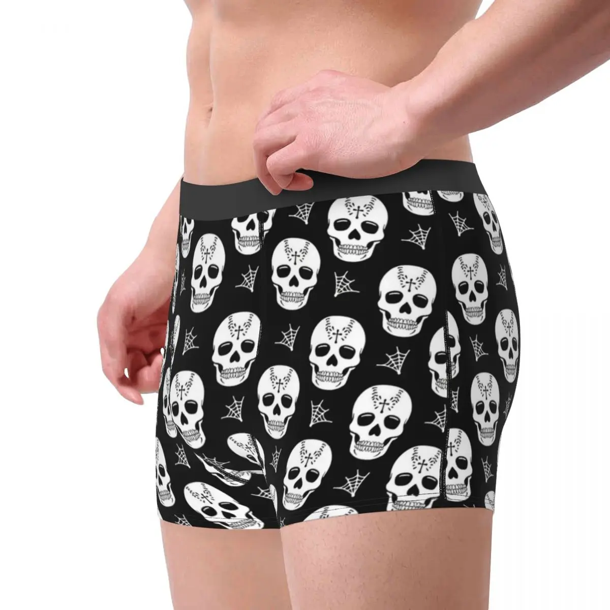 Sugar Skull Pattern Underpants Breathbale Panties Male Underwear Print Shorts Boxer Briefs