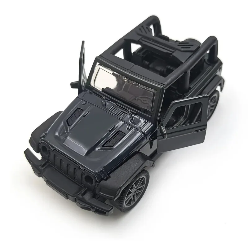 Modelo de juguete de Metal para niños, puertas abiertas de 10cm, coche de aleación, decoración, negro, verde, naranja, vehículo todoterreno extraíble, regalo