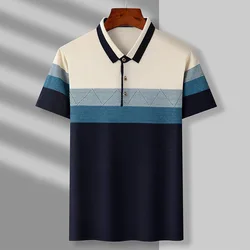 Smart Casual Men Summer Cotton Striped Polo Shirts Male Clothes New Streetwear Business Fashion Basic Short Sleeve Loose Tops