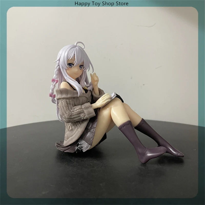 Figura de Anime de 10 cm, El Viaje de Elaina, Elaina Sentada Leyendo, Modelo de Estatua Coleccionable, Decoración de Escritorio, Juguete