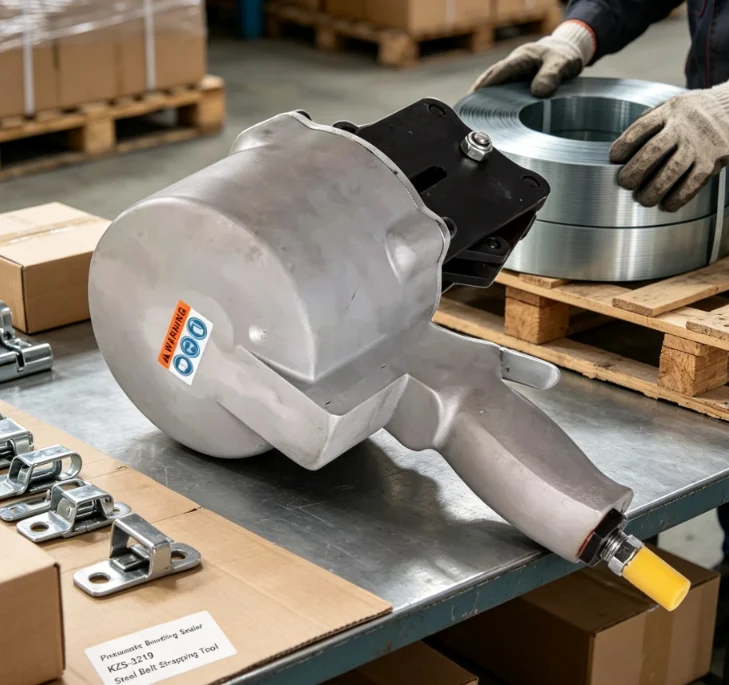 KZS-3219 Pneumatic Separation Bundling Sealer For 19-32mm Iron Steel Belt With Metal Buckle Packing Tool