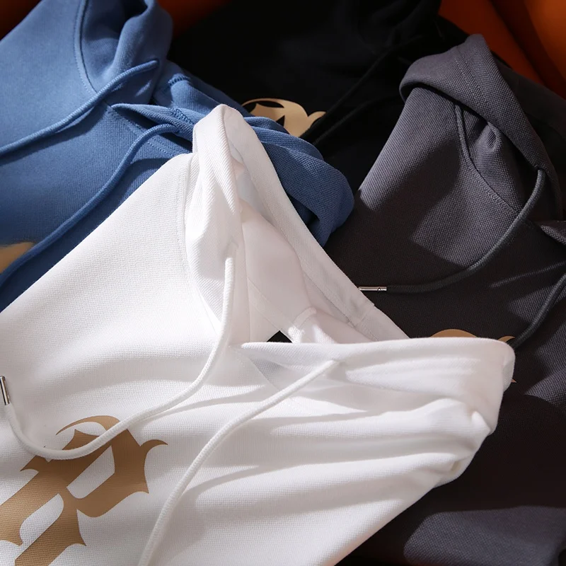 

Новая мужская толстовка с капюшоном из хлопка с сотовой структурой, модный принт, стандартный крой, круглый вырез горловины