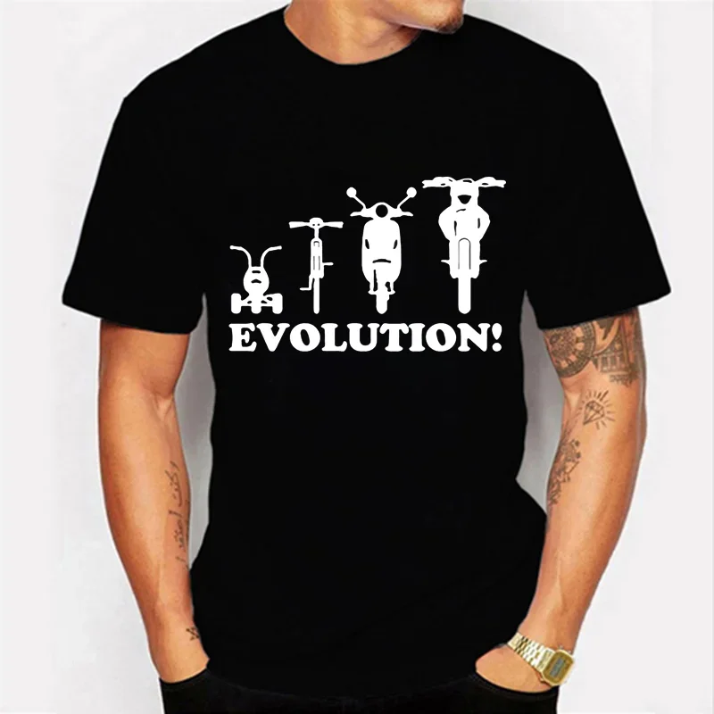 Novelty Youth T Shirt for Men Evolution of A Tricycle Bicycle Moped Motorbike Short Sleeve Black Shirts Luminous T-shirts Homme