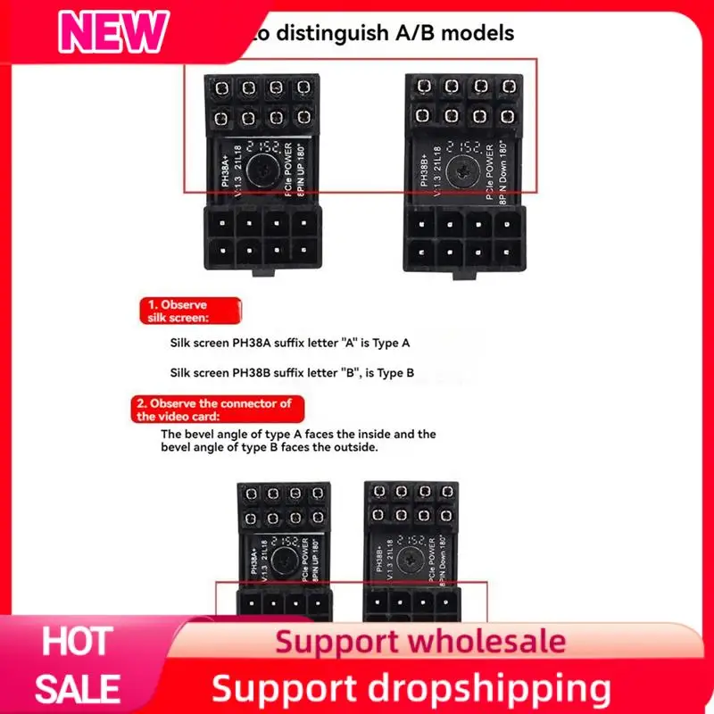 Superior Graphics Card Power Supply Adapter Elbow 180°, GPU PSU Steering Connector PCI-E 8Pin Rotating Wiring Artifact