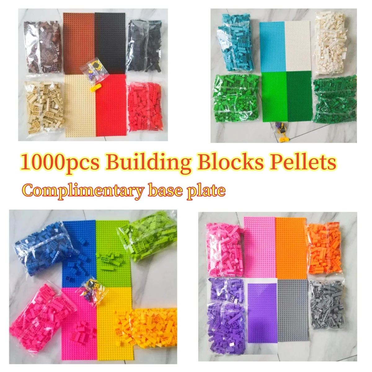 Building Blocks Compatible for lego Hybrid Particles1000pcs Bulk 17Colours DIY toys for children Free Base Plate Jigsaw Puzzle