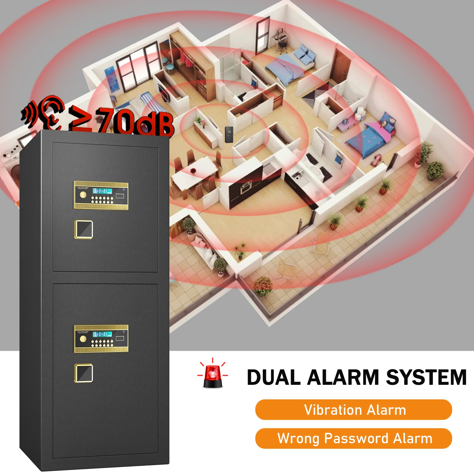 59.05'' Extra Large Safe Box, 17.6 Cubic Feet Heavy Duty Big Safe with Security Double Key Lock & Seperate Lock Box for Document