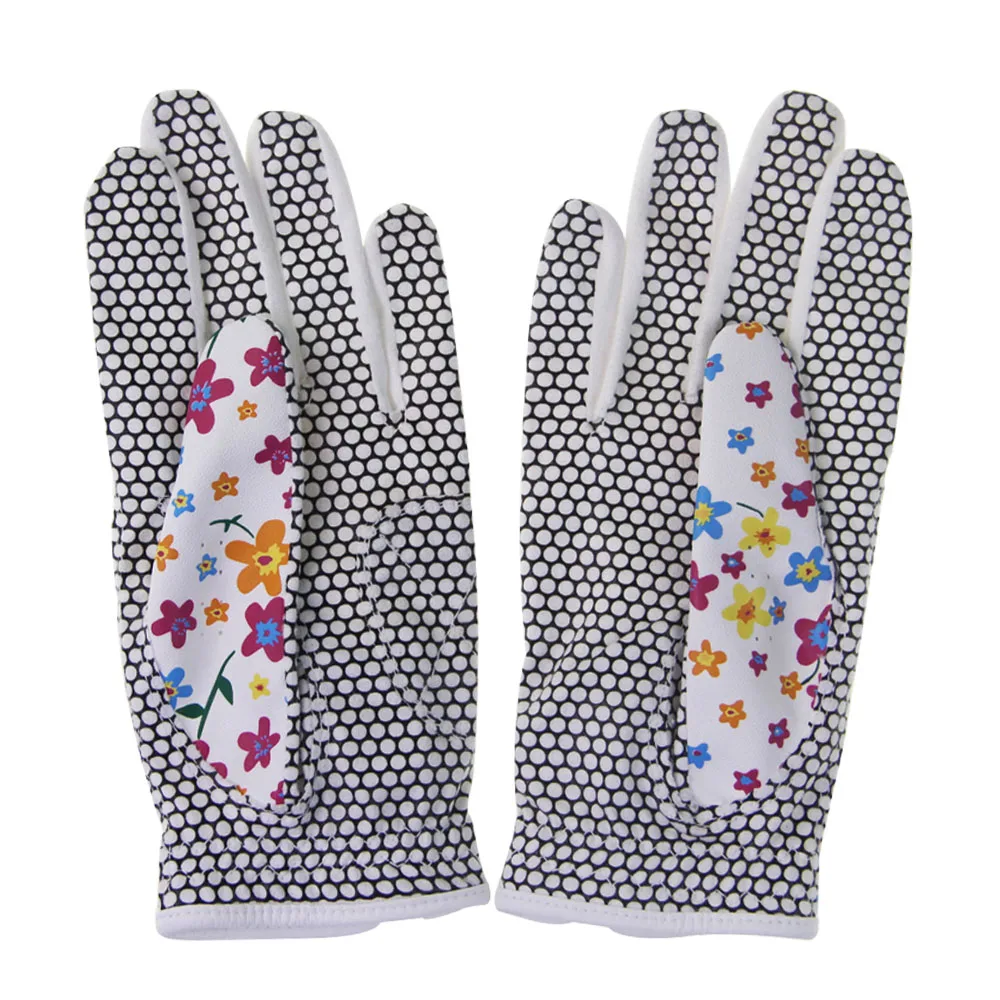 Gants de golf coordonnants en cuir cool pour femmes, 1 paire, respirant, coloré, floral, été