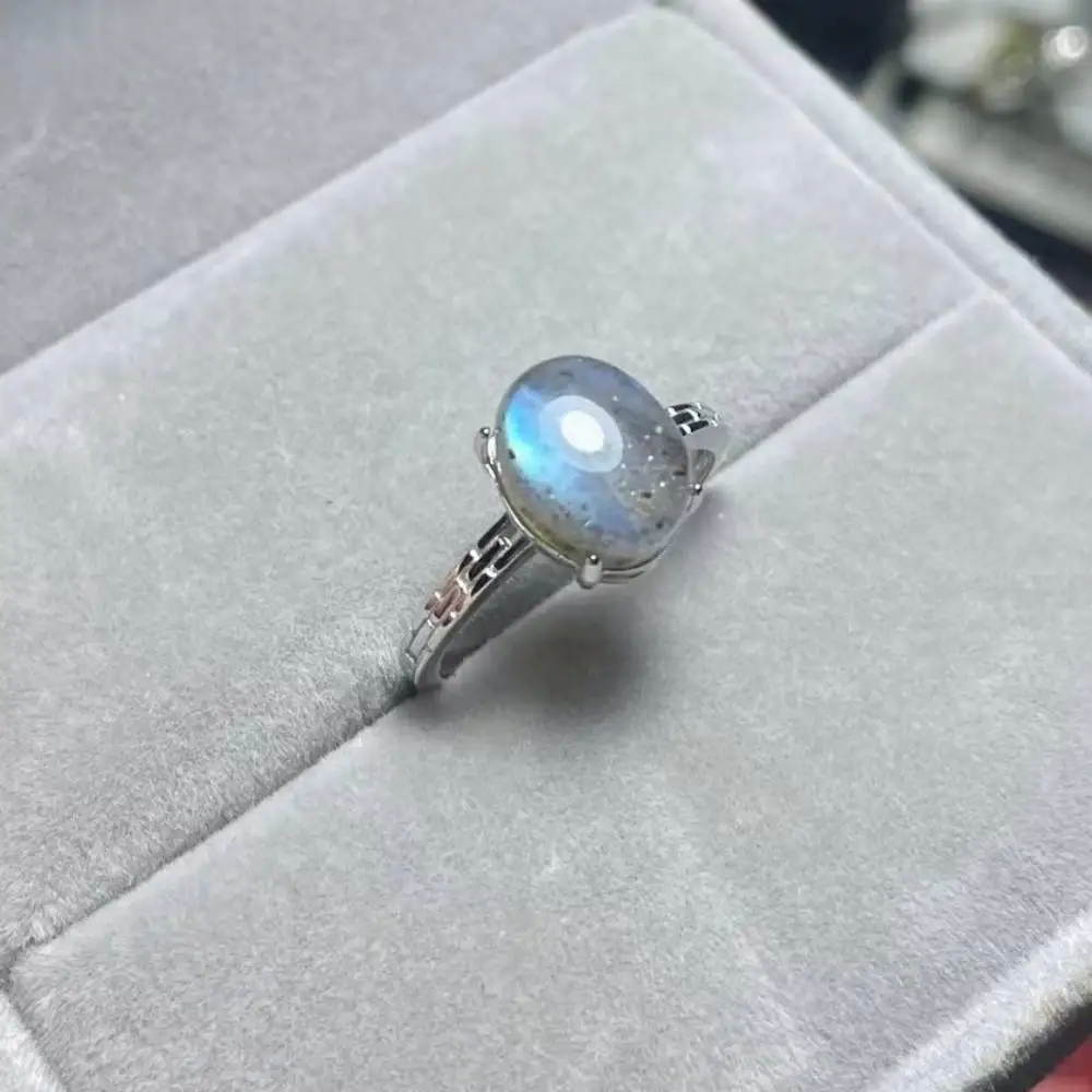 925 sterling silver natural labradorite adjustable ring for women ring for gift stone size approx8*10mm