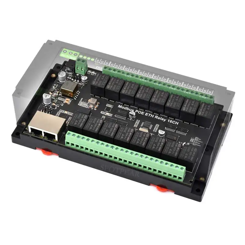 Ethernet RJ45 Industri Ke Modul Relai 16-ch Modbus RTU TCP Dengan Rel Perlindungan dan Panduan