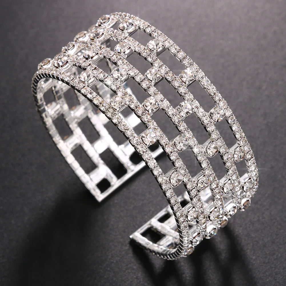 Fashion Crystal Bangle Bracelet for Women Hand Jewelry Bridal Bracelets for Wedding Elegant 2022 Trending Rhinestone Jewellery