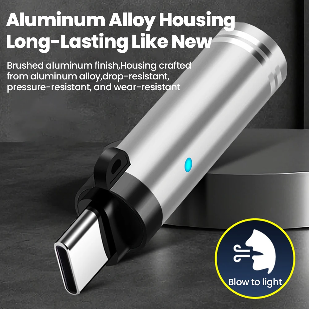 محول ولاعة السجائر المحمول من النوع C مع سلسلة مفاتيح ولاعة السجائر الآمنة المحمولة لإضاءة السجائر قطعة أثرية #6