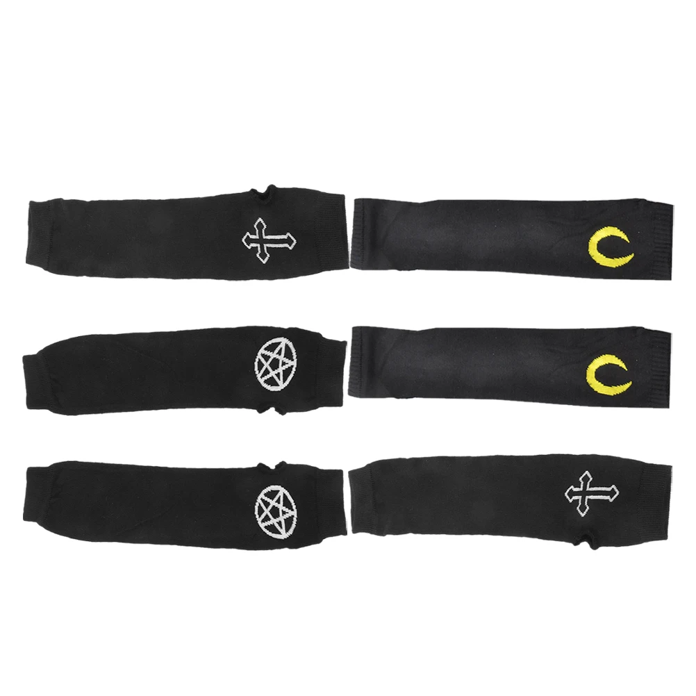 

3Pair Half Finger Gloves Ninja Style Japanese Cosplay Arm Warmers Comfortable Knitted Fingerless Gloves for Women Performance