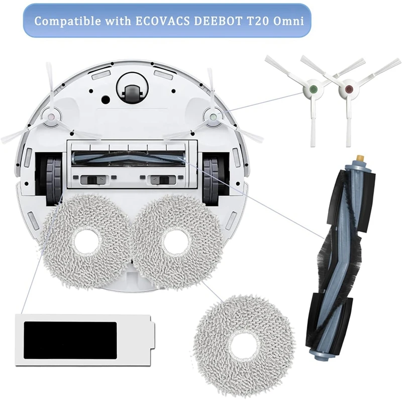 Kit aksesori untuk Ecovacs Deebot T20 Omni, suku cadang pengganti untuk Ecovacs Deebot T20 E Omni sikat utama Penyedot Debu