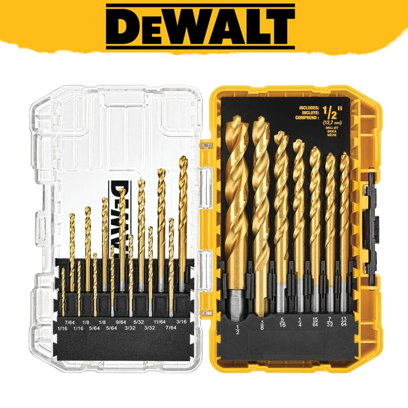 

DEWALT DW1361 21-Piece Titanium Drill Bit Set Pilot Point Woodworking Metalworking HSS Twist Drill Bits Power Tools Accessory