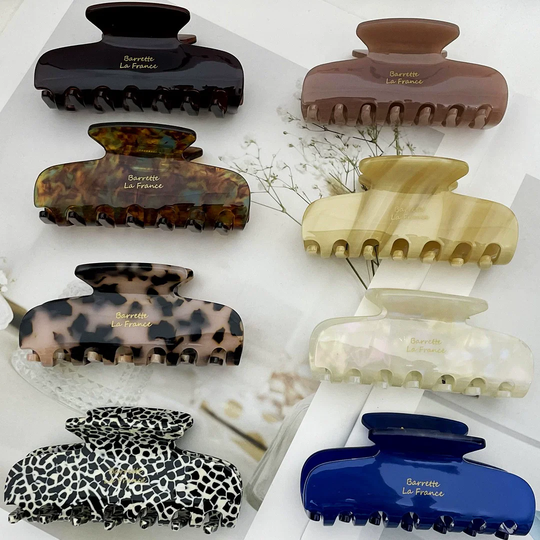 Vintage French 8.3cm Geometry Medium Hair Clip Simple Fashion Acetate Shark Clip Hair Accessories For Woman Girls