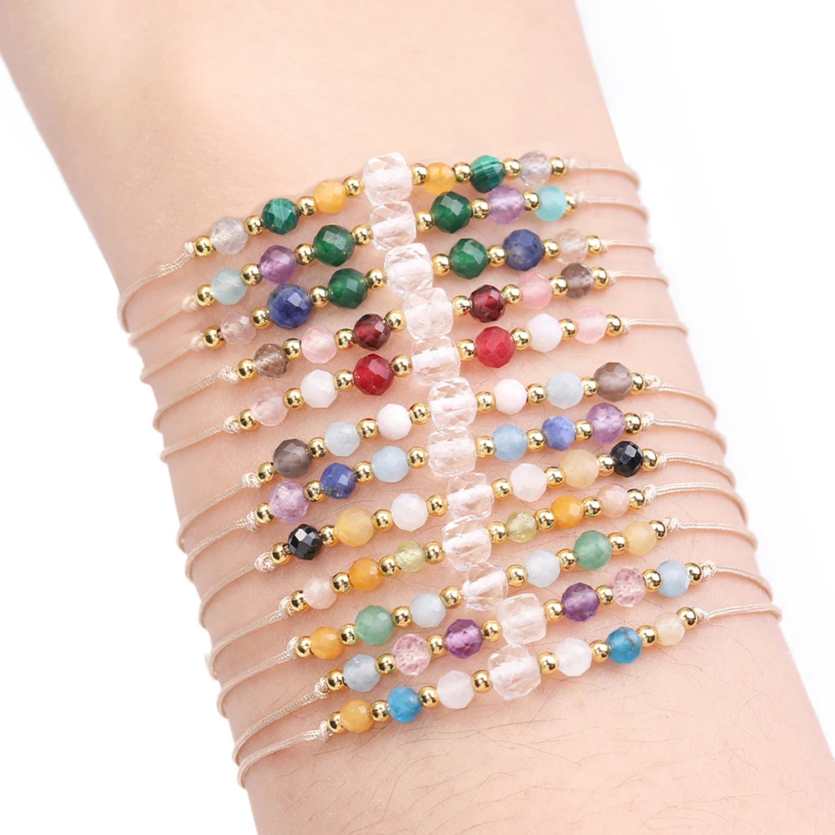 

12 Constellation Bracelets Natural Gemstone Bracelets Men's Women Couples Hand-Woven Exquisite Gifts Jewelry Wholesale