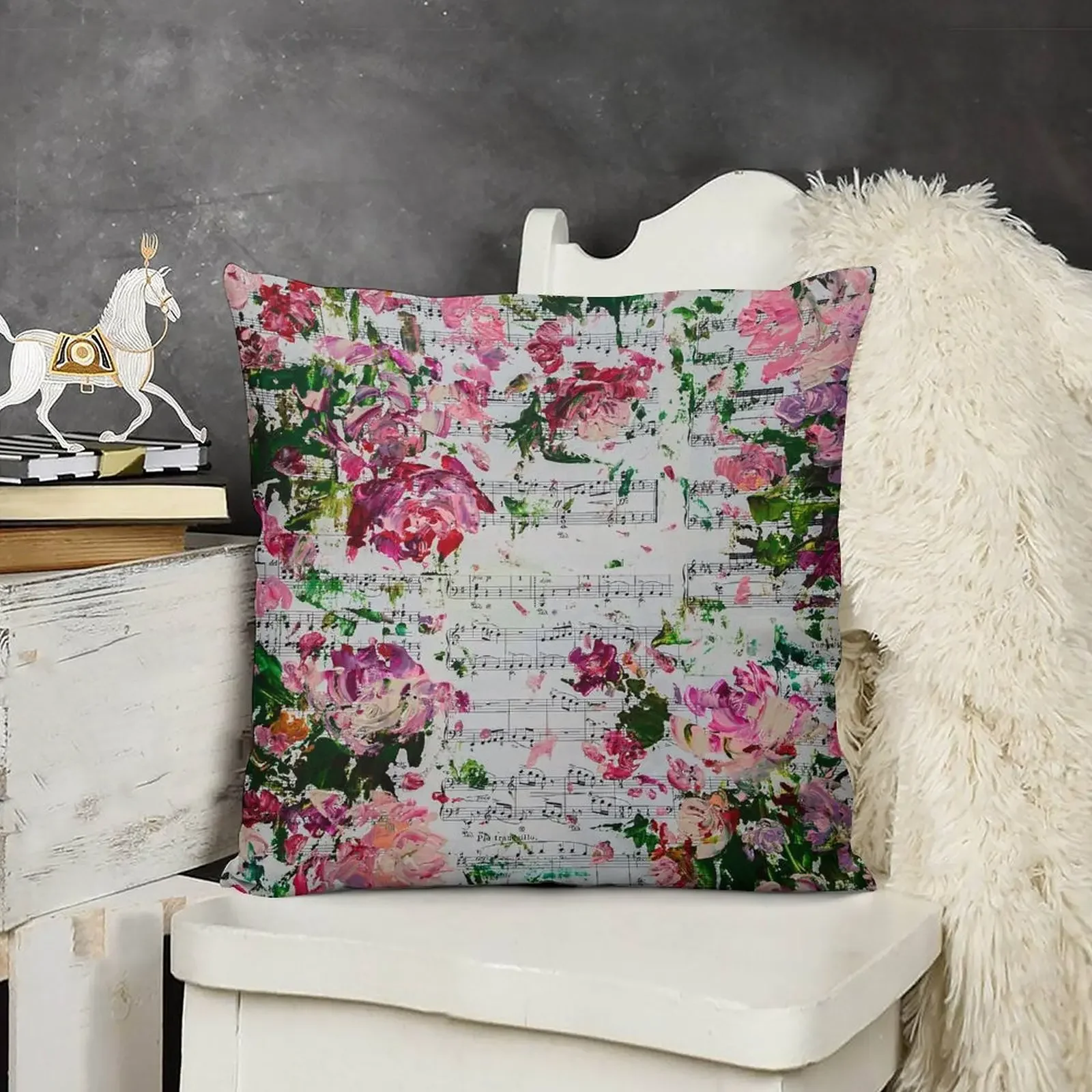 

Piano Pieces - Music Note - Floral Abstract Throw Pillow Christmas Pillow Sofa Cushion pillow