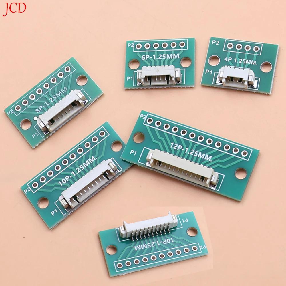 JCD 1.25 To Dip2 54 Circuit Board 1.25mm Spacing Horizontal Paste Terminal Socket Test Board 4P 6P 8P 10P 12P Adapter Board