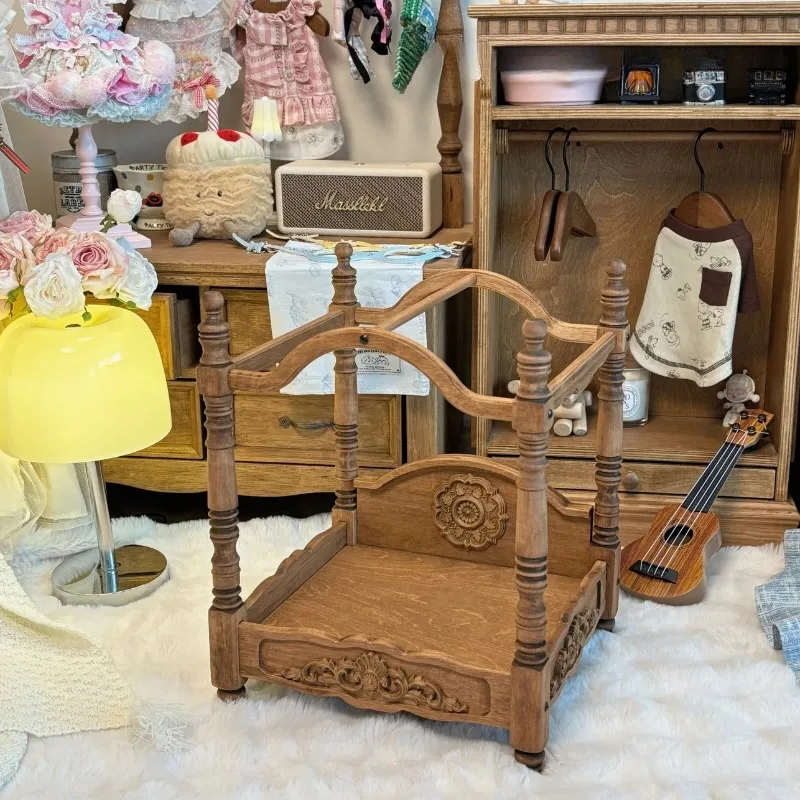 Princess bed | BJD baby photo court style wooden pet bed atmosphere bed