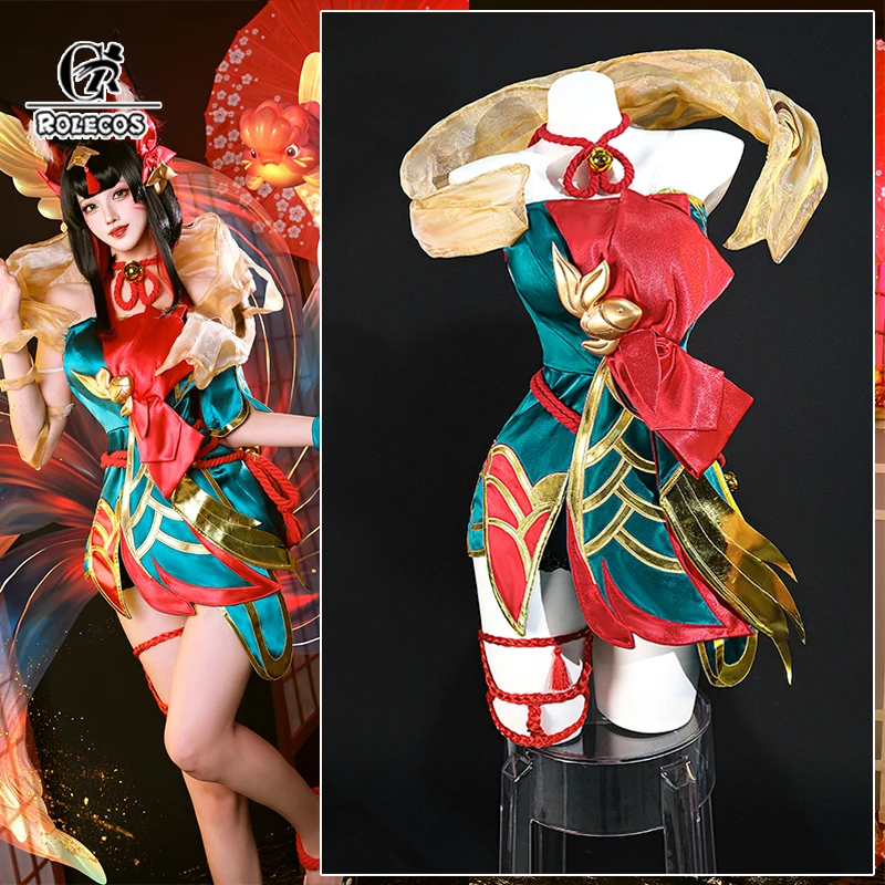 

ROLECOS Game LOL The Nine Tailed Fox Ahri Cosplay Costume After Hours Spirit Blossom Springs Ahri Cosplay Christmas Women Suit