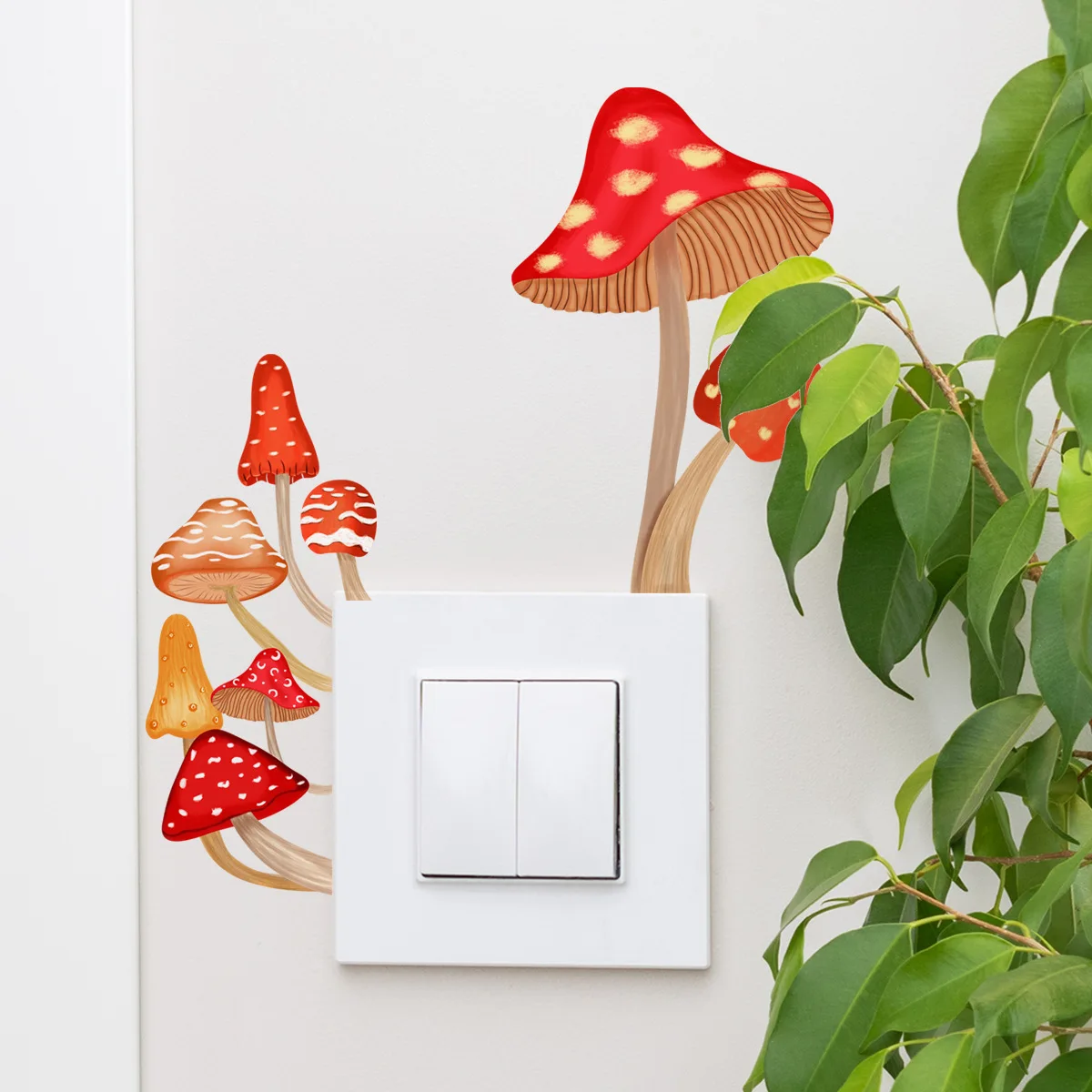 Cartoon Colorful Mushroom Luminous Wall Stickers Glow in the Dark Fluorescent Light Switch Stickers for Kids Room Home Decor