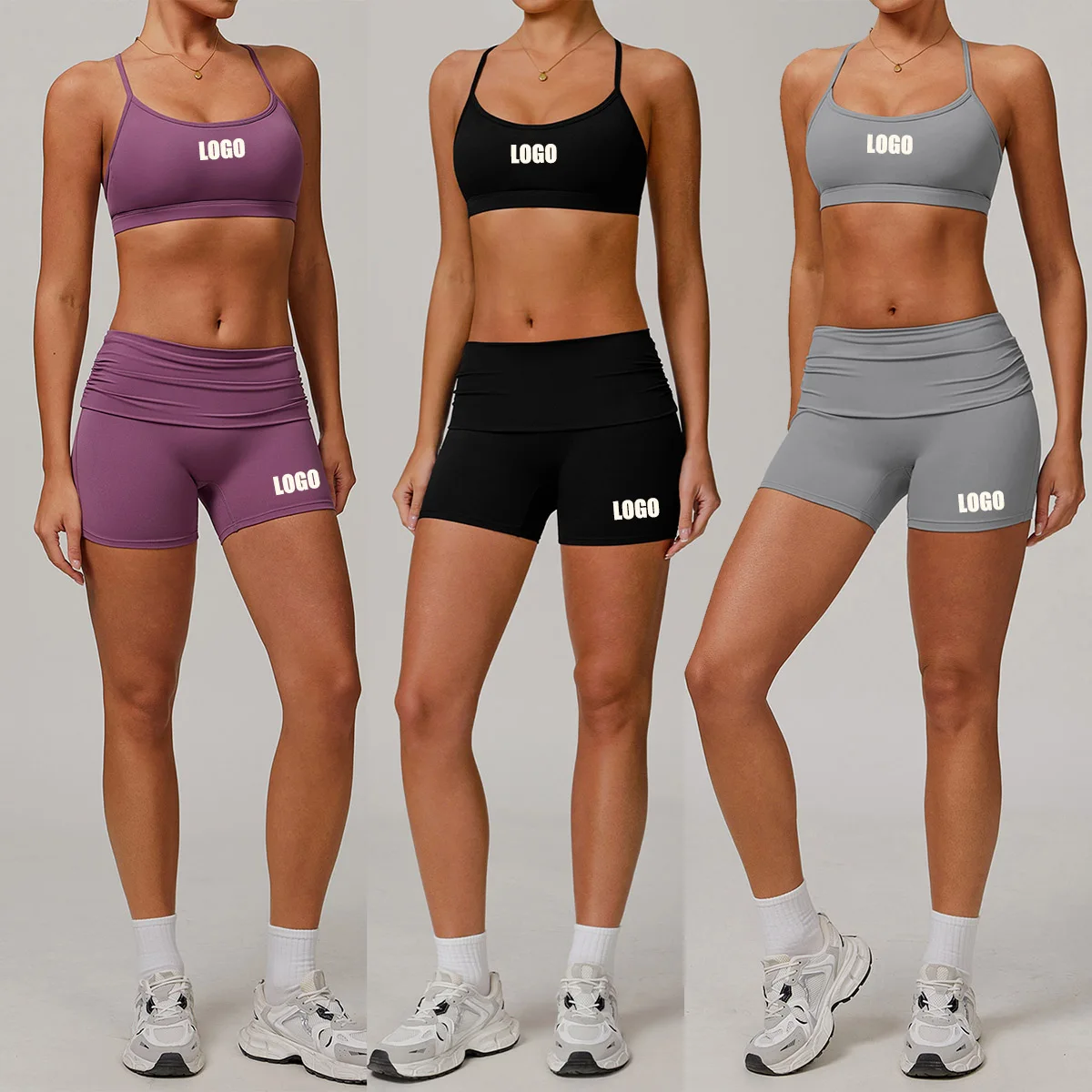 

Customized LOGO women's tight yoga clothes casual quick-drying sports shorts running fitness yoga set