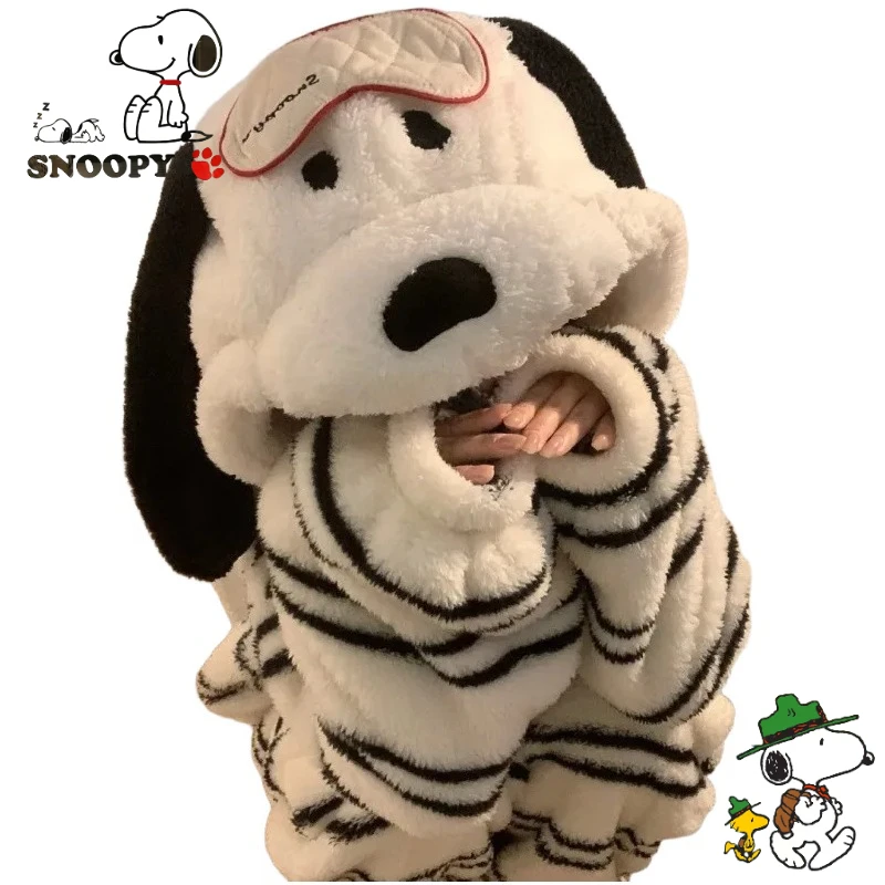 

Снупи мультфильм милые куклы домашняя одежда креативные унисекс пары одинаковые осенне-зимние пижамы из кораллового флиса аниме товары подарки