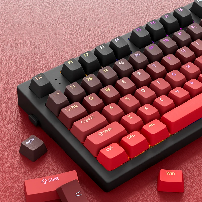 

Lucky Red Double Shot PBT Keycaps OEM Profile Top-lit Shine Through Keycaps 130 Key for Gateron MX Switches Mechanical Keyboard