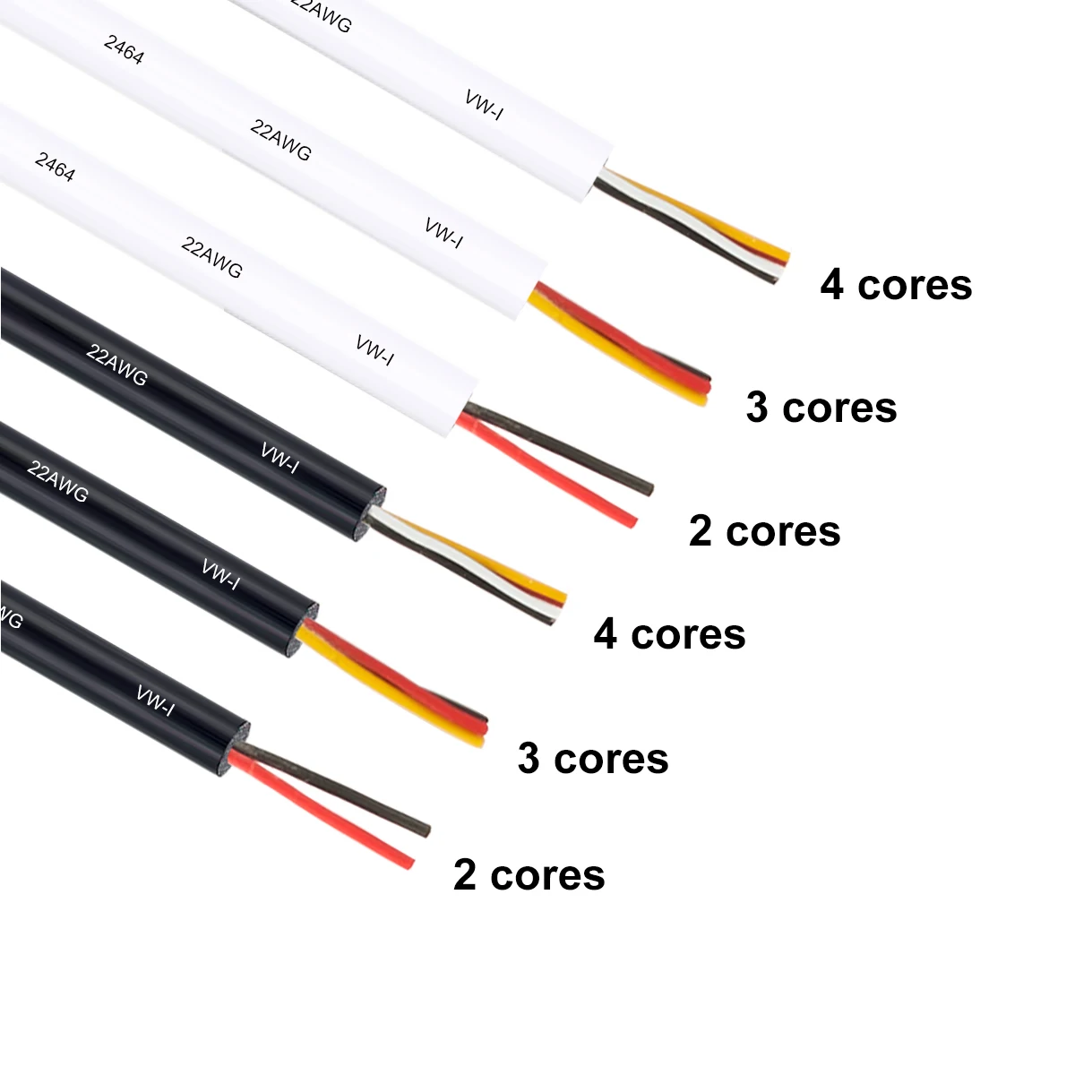 Outdoor LED Extension Cable 2 3 4 Core Multi Conductor 26 24 22 AWG Insulate Wire PVC Round Cable For Light Bar Speaker Audio