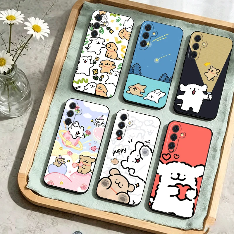 Kawaii Line Puppy Cute Phone Case For Samsung Galaxy A17 A16 A15 A14 A13 A57 A56 A55 A54 A53 A37 A36 A35 A34 A33 A27 A26 A25 A24