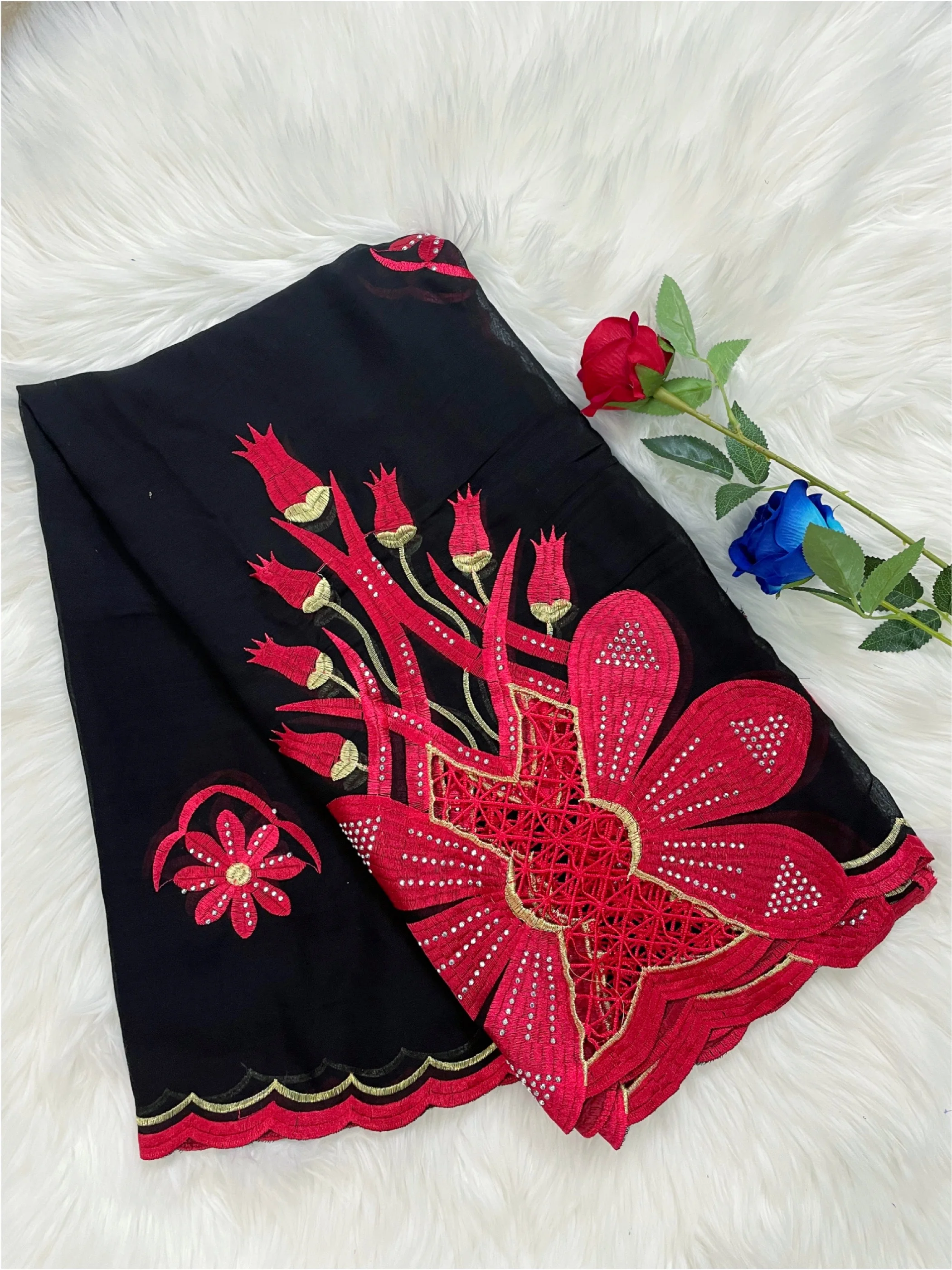 

New High Quality African Fashion Muslim Women Cotton Scarf Dubai Islamic Hijab Pashmina Pray Embroider Shawl Wrap Soft Turban