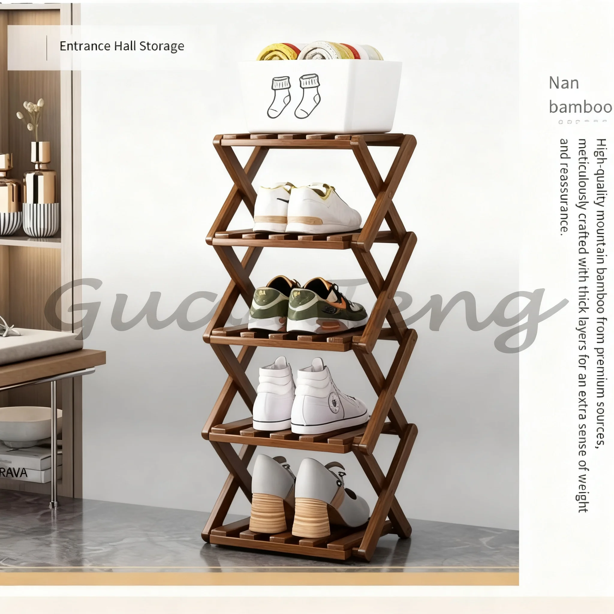 Simple shoe rack folding, installation-free, narrow multi-layer storage rack at the door of the home