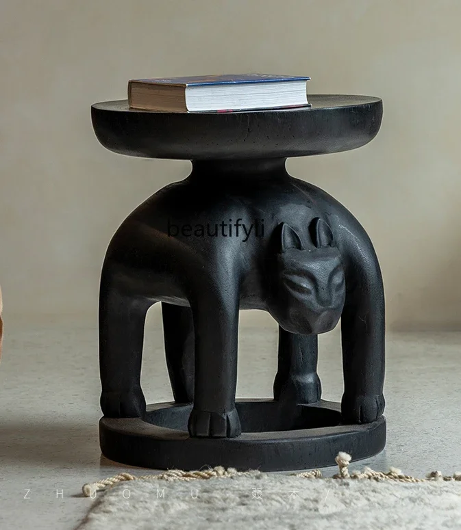 Whole Wood Creative \Tribe All Solid Wood Stool Quiet Style Carbonized Black Middle Ancient Furniture