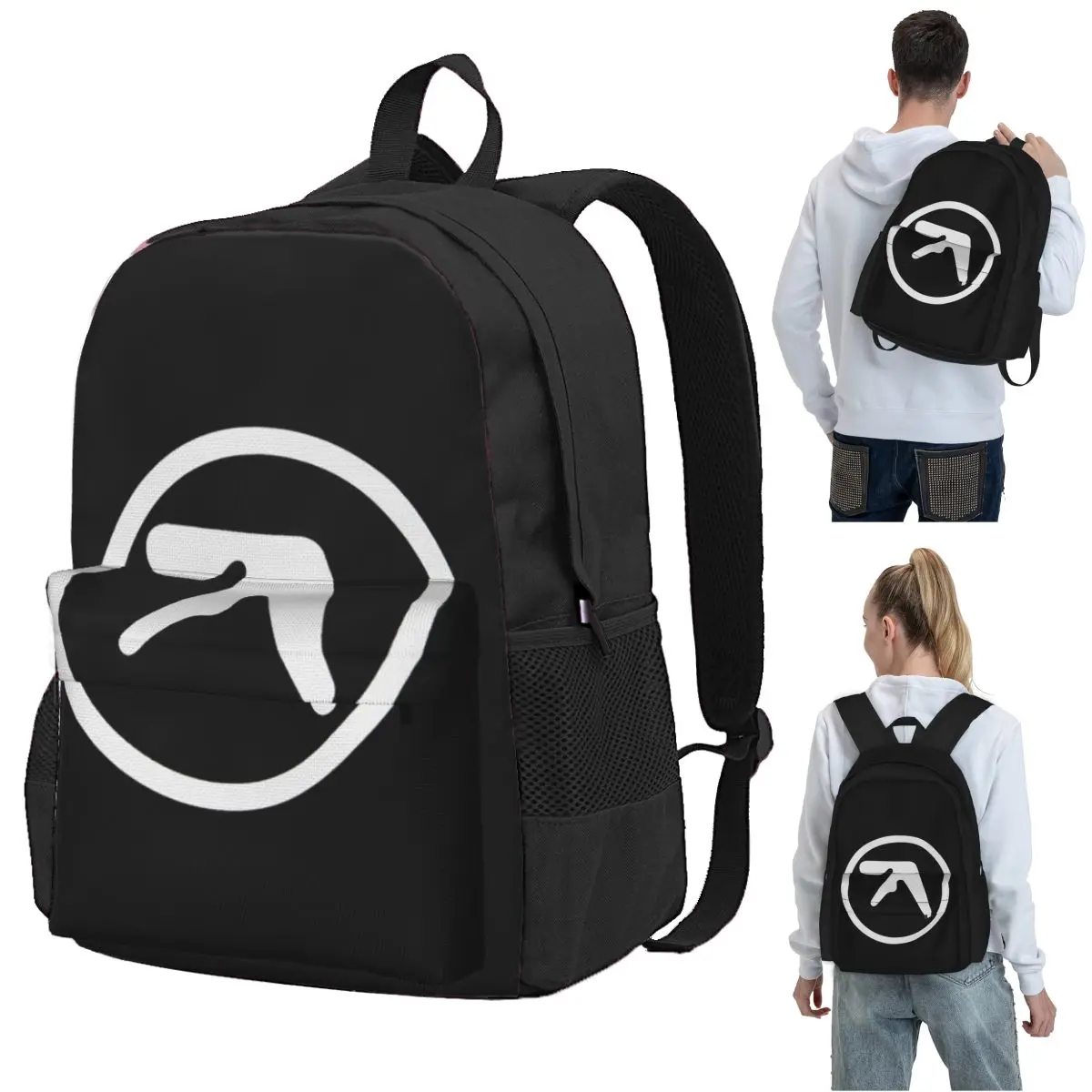 Aphex Twin Creative Y2K Logo  Backpack Student BookBag Kids School Bag Laptop Shoulder Bags for Men Women