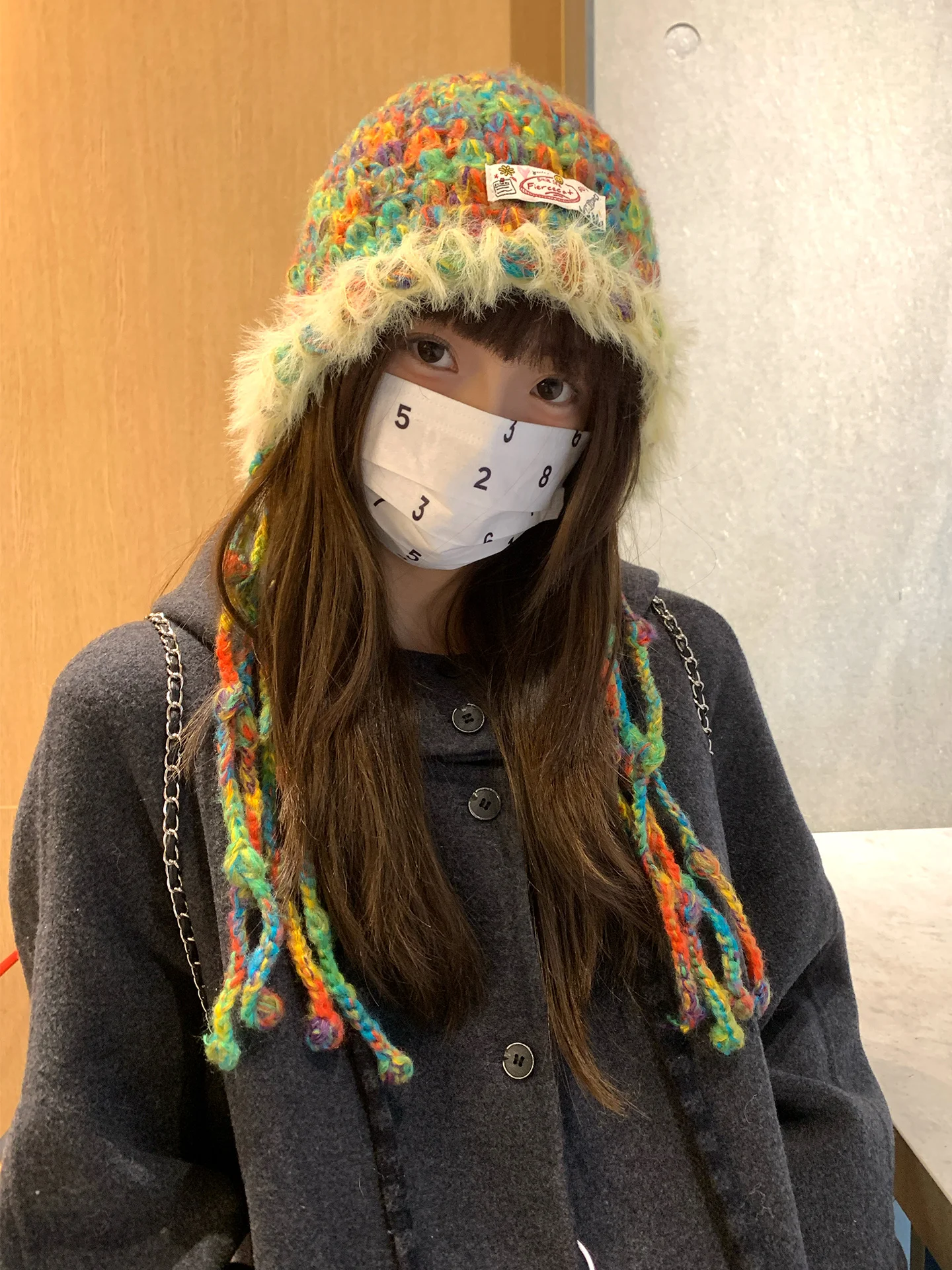 Colorful Contrasting Cute Earmuffs For Women Warm And Versatile Knitted Hat For Winter Slimming And Understated Bao Feng Hat