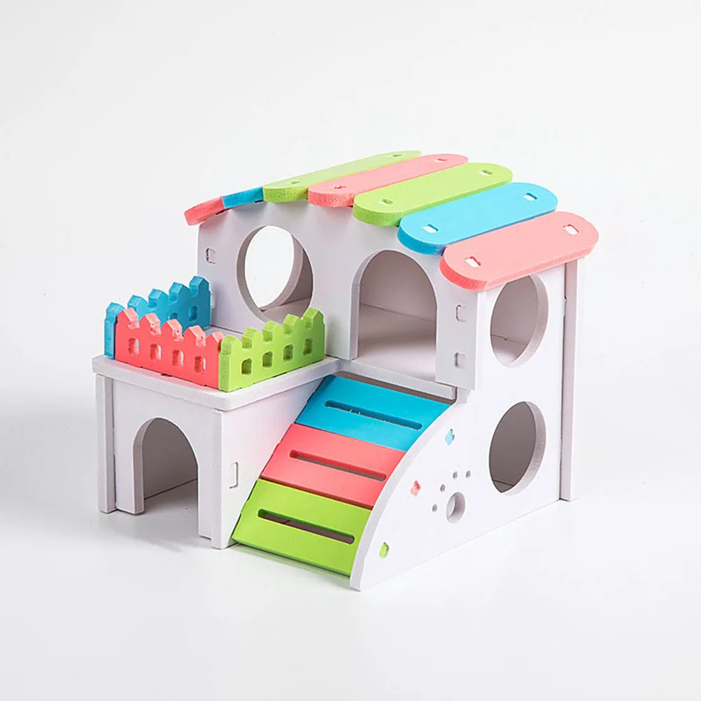 منزل الهامستر الخشبي المصنوع يدويًا عش الحيوانات الأليفة الصغيرة لتقوم بها بنفسك مخبأ المأوى للهامستر الفئران الجربوع القنافذ بيت الهامستر #2