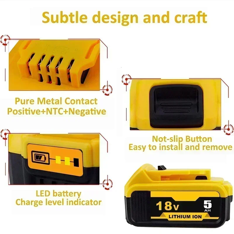 6.0Ah 18V สําหรับ DeWalt 20V MAX Power เครื่องมือ DCB180 DCB185 DCB184 DCB200 DCB203 DCB181 แบตเตอรี่ลิเธียมไอออนแบบชาร์จไฟได้