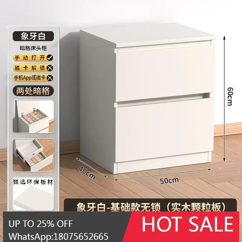 MJY Hidden Grid Bedside Cabinet with Mezzanine, Multifunctional Small Storage Cabinet