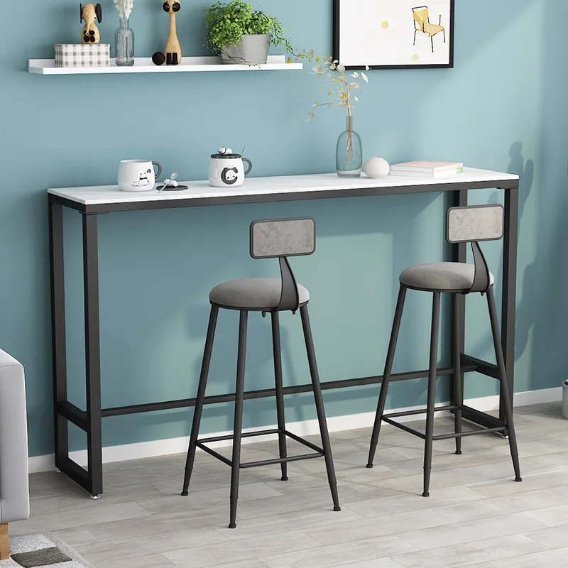 Nordic slate marble home bar chair simple long against the wall balcony milk tea shop high table